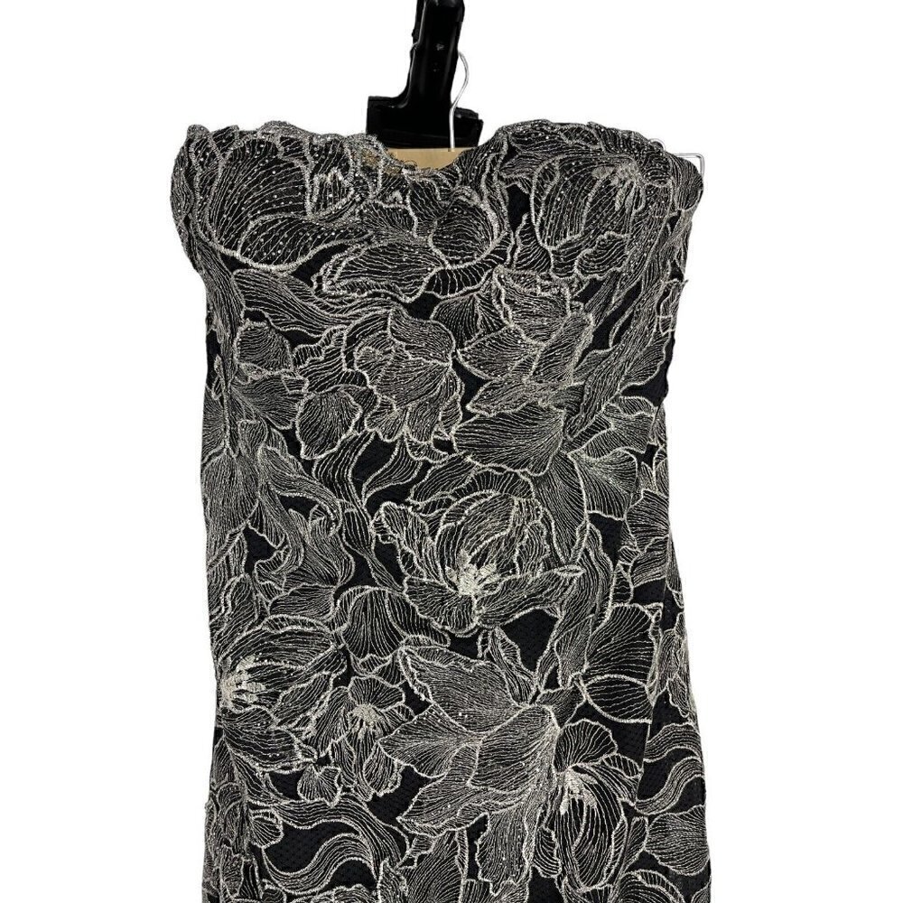 NWT Alberto Makali Strapless Mermaid Gown Dress size 2 Floral Gunmetal Maxi - Picture 4 of 9